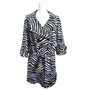 Lane Bryant zebra print trench coat jacket - double breasted button up - 20